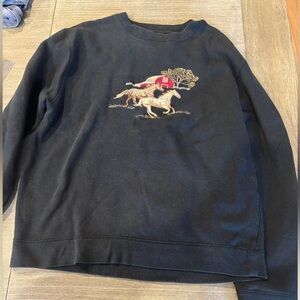 Bit & Bridle Black Crewneck Sweater with Equestrian Embroidery